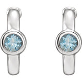 14K White Aquamarine J-Hoop Earrings