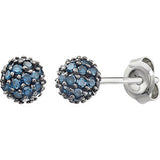 14K White 1/3 CTW Blue Diamond Earrings