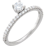 14K 4mm Round Forever One™ Moissanite & 1/5 CTW Diamond Stackable Ring