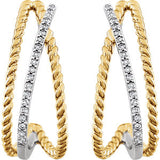 14K White & 14K Yellow Gold Plated 1/10 CTW Diamond Earrings