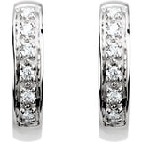 14K White 1/10 CTW Diamond Hoop Earrings