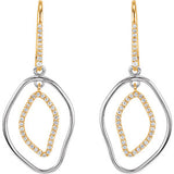 14K Yellow & Sterling Silver 3/8 CTW Diamond Dangle Earrings