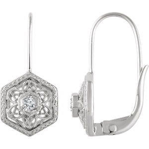 14K White .06 CTW Diamond Filigree Earrings