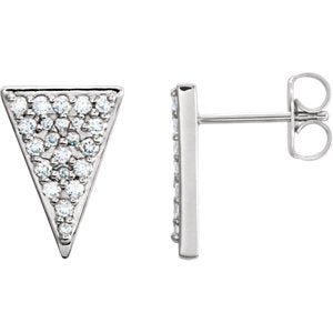 14K White 1/3 CTW Diamond Triangle Earrings with Backs