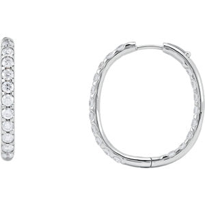 14K White 3 CTW Diamond Inside/Outside Hoop Earrings