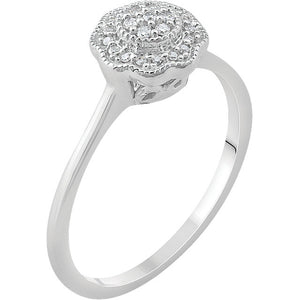 14k White Gold .08 CTW diamond Cluster Engagement Ring