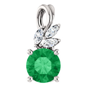 Platinum Emerald & 1/10 CTW Diamond Pendant