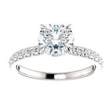 6.5mm Round Forever One™ Moissanite & 1/3 CTW Diamond Engagement Ring