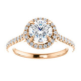 14K Rose 6.5mm Round Forever One™ Moissanite & 1/3 CTW Diamond Engagement Ring