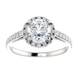 14K White 6.5mm Round Forever One™ Moissanite & 1/5 CTW Diamond Engagement Ring