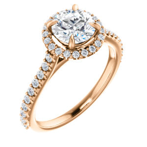 14K Rose 6.5mm Round Forever One™ Moissanite & 1/3 CTW Diamond Engagement Ring