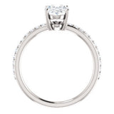 14K White 8x6mm Oval  Forever One™ Moissanite & 1/5 CTW Diamond Engagement Ring