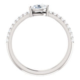 14K White 6x4mm Pear Forever One™ Moissanite & 1/6 CTW Diamond Ring