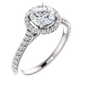 14K White 6.5mm Round Forever One™ Moissanite & 1/3 CTW Diamond Engagement Ring