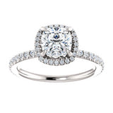 14K White 6mm Cushion Forever One™ Moissanite & 1/3 CTW Diamond Engagement Ring