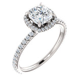14K White 6mm Cushion Forever One™ Moissanite & 1/3 CTW Diamond Engagement Ring