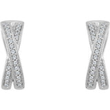 14K White 1/5 CTW Diamond Criss Cross Hoop Earrings