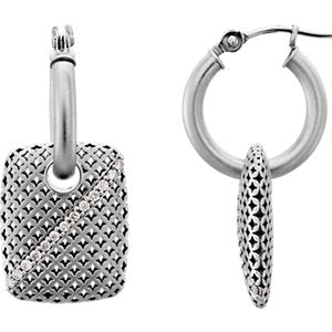 14K White 1/4 CTW Diamond Pierced Style Hoop Earrings