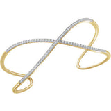 14K Yellow 3/4 CTW Diamond Criss Cross Cuff 7" Bracelet