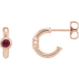 14K Rose Ruby J-Hoop Earrings