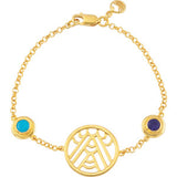 18K Yellow Vermeil Turquoise & Sapphire 7" Bracelet