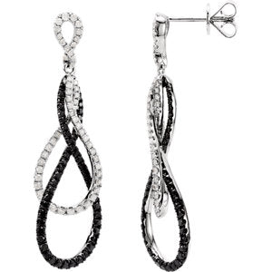 14K White 1 1/2 CTW Black & White Diamond Earrings