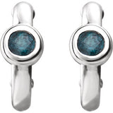 14K White Chatham® Created Gemstone J-Hoop Earrings