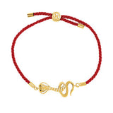 18K Yellow Vermeil Serpent Red Satin 8" Bracelet for Temptation