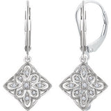 14K White 1/10 CTW Diamond Granulated Filigree Earrings