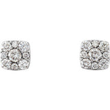 14K White 1/2 CTW Diamond Cluster Earrings
