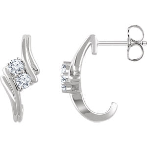 14K White 3/8 CTW Diamond Two-Stone Earrings