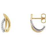 14K White 1/10 CTW Diamond Freeform J-Hoop Earrings