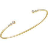 14K Yellow 1/4 CTW Graduated Diamond Bangle 7" Bracelet