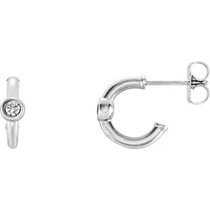 14K White 1/5 CTW Diamond J-Hoop Earrings