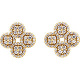 14K Yellow 1/2 CTW Diamond Clover Earrings