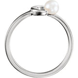 4mm Freshwater Pearl Crescent Ring Size 7
