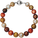 Sterling Silver Freshwater Cultured Dyed Chocolate Pearl 7.75" Bracelet