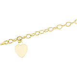 14K Yellow Hollow Charm Bracelet with Heart