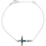 14K White 3/8 CTW Diamond Sideways Cross 18" Necklace