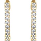14K Yellow 1 CTW Diamond Hoop Earrings