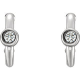 14K White 1/8 CTW Diamond J-Hoop Earrings