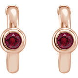 14K Ruby J-Hoop Earrings