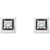 14K White 1/8 CTW Diamond Earrings