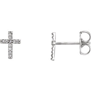 14K White .06 CTW Diamond Cross Earrings