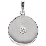 14K White Sapphire Disc Pendant