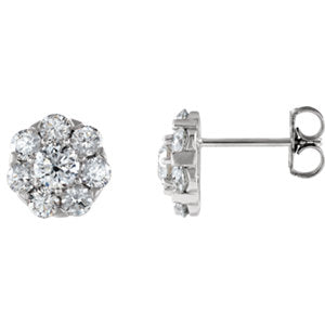 14K White 2 CTW Diamond Cluster Earrings