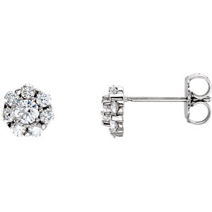 14K White 3/4 CTW Diamond Cluster Earrings