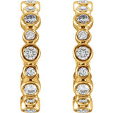 14K Yellow 3/8 CTW Diamond Bezel Set J-Hoop Earrings