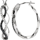 14K White 1/2 CTW Black & White Diamond Hoop Earrings