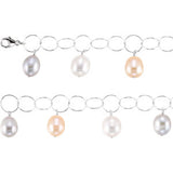 Sterling Silver 10-11mm Multi-Colored Pearl 7.25" Bracelet